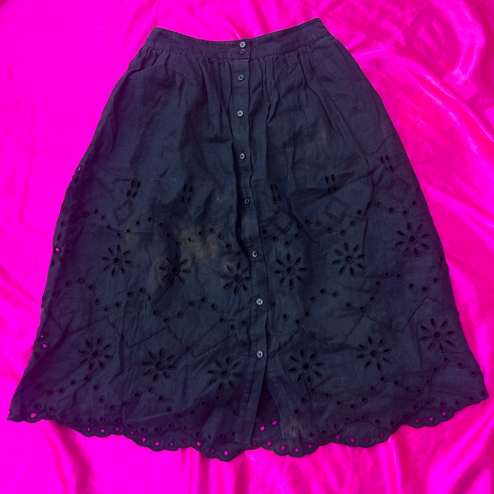 Rachel Parcelli Black eyelet midi skirt with a button down